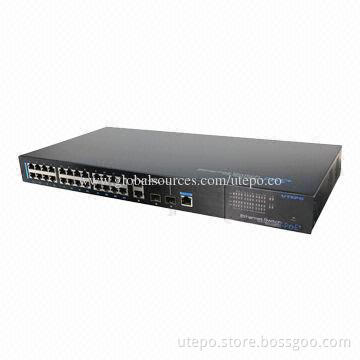 24 Ports 10/100Mbps Managed PoE Ethernet Switch with 1,000Mbps Optical/Ethernet Uplink Ports